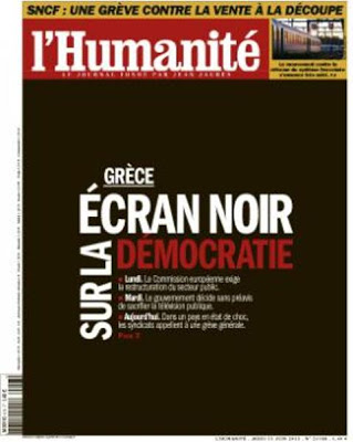 Με μαύρα πρωτοσέλιδα για την ΕΡΤ Liberation και L' Humanité - Φωτογραφία 3