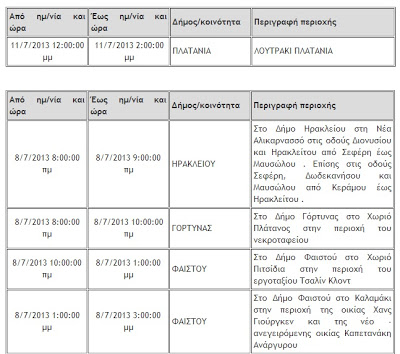 Οι προγραμματισμένες διακοπές ηλεκτρικού ρεύματος στην Κρήτη - Φωτογραφία 2