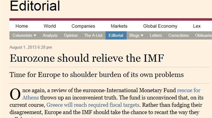 FT: Η Ευρωζώνη πρέπει να απαλλάξει το ΔΝΤ από τον «νεκρό» τους γάμο - Φωτογραφία 1