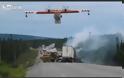 Βίντεο: Καναντέρ σβήνει φωτιά σε τροχαίο