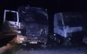 Πυρκαγιά κατέστρεψε φορτηγά σε μάντρα στα Τρίκαλα