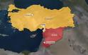 Στο «κόκκινο» βρίσκονται τα σύνορα μεταξύ Συρίας και Τουρκίας
