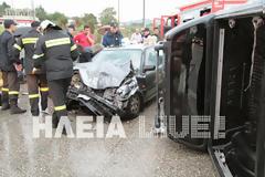 Πύργος: Πέντε τραυματίες σε μετωπική δύο αυτοκινήτων στις Κολιρέικες Παράγκες