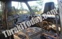 Απανθρακωμένο φορτηγάκι μέσα σε χωράφια στον Πετεινό Ξάνθης - Φωτογραφία 4