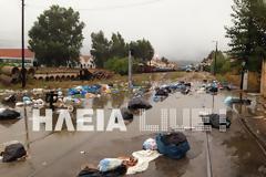 Πύργος: Πλημμύρες σε όλη την πόλη - Τα σκουπίδια στις λίμνες της βροχής!