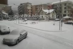 ΦΩΤΟ-Κάτασπρη η Φλώρινα από την επέλαση του χιονιά