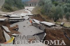 «Έφυγε» ο δρόμος της ΕΟ Πύργου - Τρίπολης
