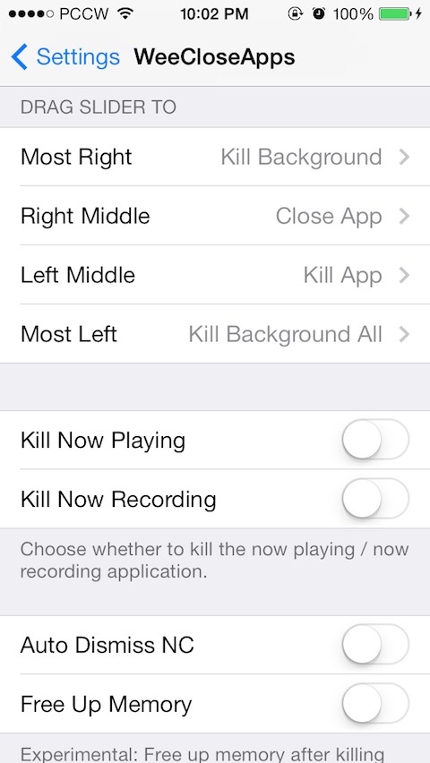 WeeCloseApps for Notficiation Center: Cydia tweak free - Φωτογραφία 2