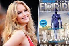 Μπλε και μεταλλαγμένη ποζάρει στο φακό η Τζένιφερ Λόρενς