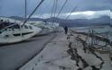 Οι φωτογραφίες της καταστροφής από το νέο σεισμό στην Κεφαλονιά - Σοβαρές ζημιές στο λιμάνι του Ληξουρίου