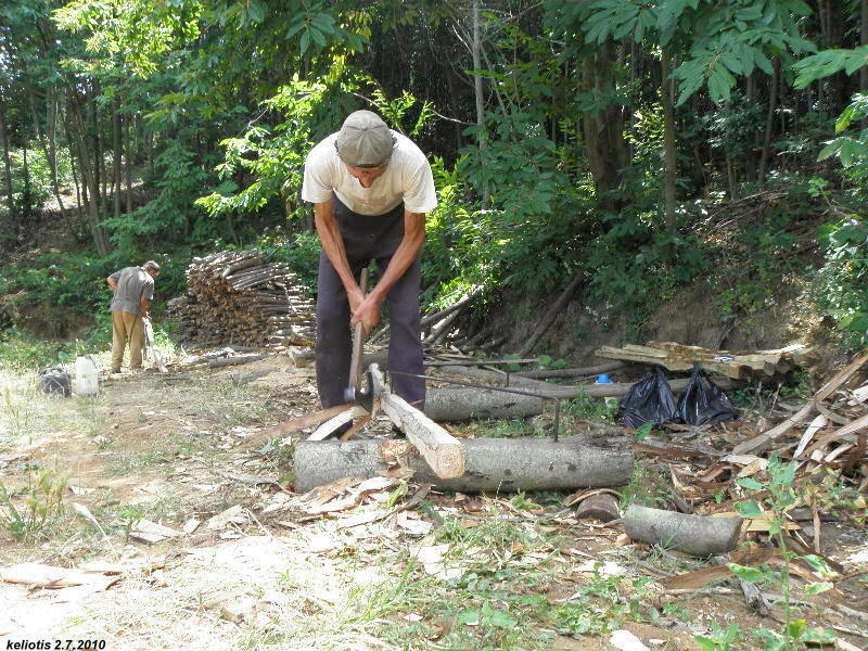 4372 - Κατεργασία κορμών με τσεκούρι, στο Άγιο Όρος - Φωτογραφία 3