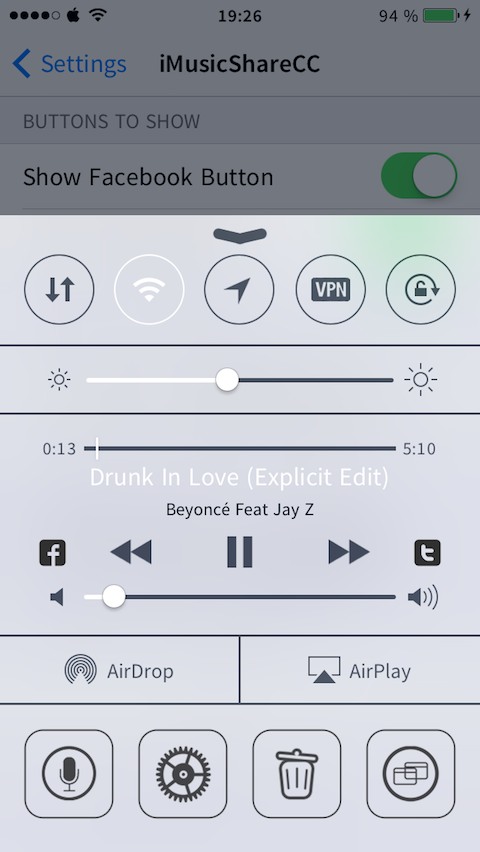 iMusicShareCC for Control Center: Cydia tweak  v1.1.2 ($1.49) - Φωτογραφία 3