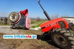 Τρίκαλα: Τρακτέρ κόπηκε στη μέση [video]