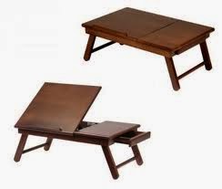Wood Lap Desk, Flip Top with Drawer, Foldable Legs - Φωτογραφία 1