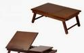 Wood Lap Desk, Flip Top with Drawer, Foldable Legs
