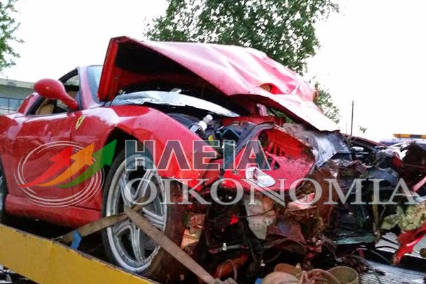 Ferrari καρφώθηκε ανάμεσα στα δέντρα στο Δρυοδάσος της Φολόης [Photos] - Φωτογραφία 1