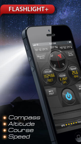 Compass, Flashlight, Speedometer, Altimeter, Course:  AppStore free - Φωτογραφία 3