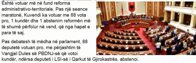 Ενέκρινε η αλβανική Βουλή την νέα εδαφική διαίρεση- ψήφισε κατά ο Ντούλε - Φωτογραφία 1