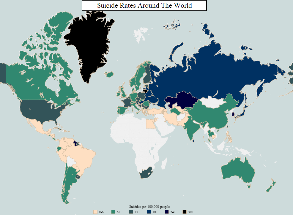 Ποιες χώρες έχουν τα μεγαλύτερα ποσοστά αυτοκτονιών; - Φωτογραφία 2