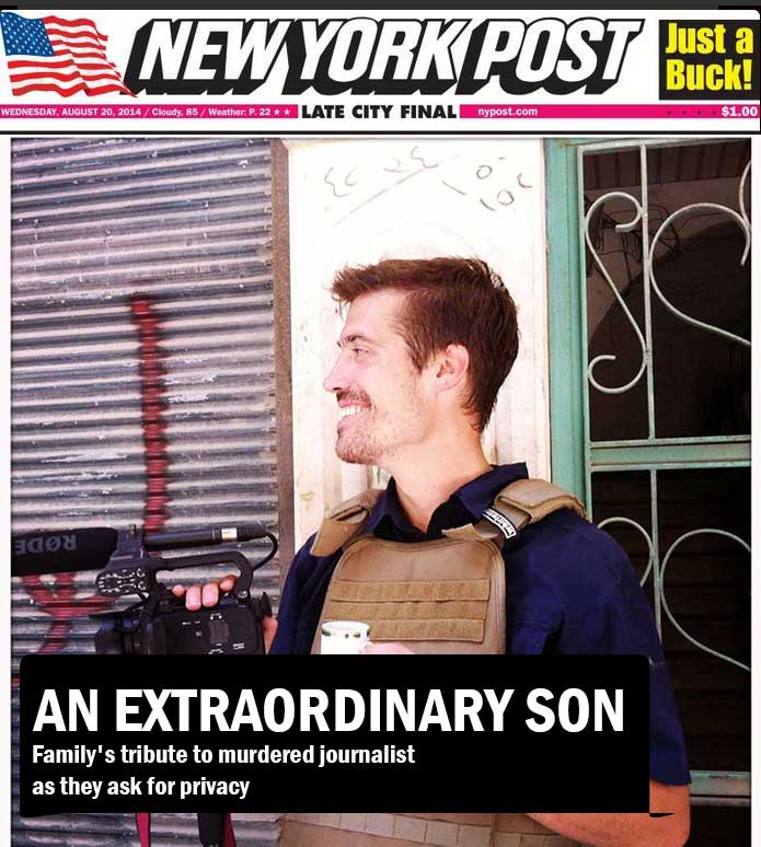Σοκάρει το εξώφυλλο της New York Post για τον δημοσιογράφο που αποκεφαλίστηκε - Φωτογραφία 3