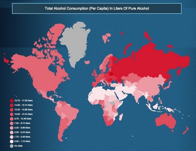 Χάρτες: Οι πιο μεθυσμένες χώρες του πλανήτη. Πόσο πίνουμε στην Ελλάδα [photos] - Φωτογραφία 2