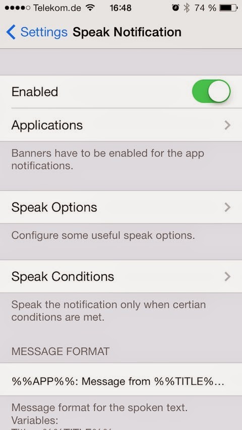 Speak Notification: Cydia tweak update v1.4.1-11 ($1.49) - Φωτογραφία 1