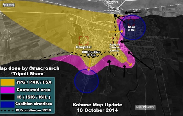 18-10-2014 Επικαιροποιημένος χάρτης της πολιορκίας στην Κομπάνι - Φωτογραφία 1