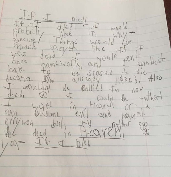 Μία 9χρονη γράφει τι θα γινόταν αν πέθαινε και μας τρομάζει... [photo] - Φωτογραφία 2