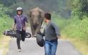 Ξεκαρδιστικό βίντεο: Ελέφαντας πήρε στο κυνήγι 2 αναβάτες μοτοσικλέτας και αυτοί παράτησαν τη μηχανή και άρχισαν να τρέχουν