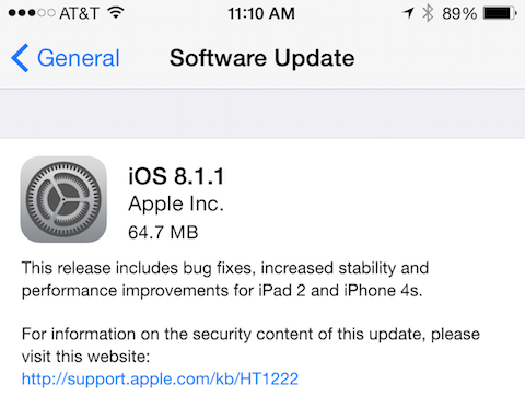 Η Apple κυκλοφόρησε το ios 8.1.1 - Φωτογραφία 1