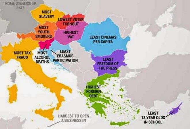 Ο χάρτης με τα στραβά και ανάποδα της Ευρώπης: Σε ποιο τομέα η Ελλάδα είναι χειρότερη από όλους - Φωτογραφία 2
