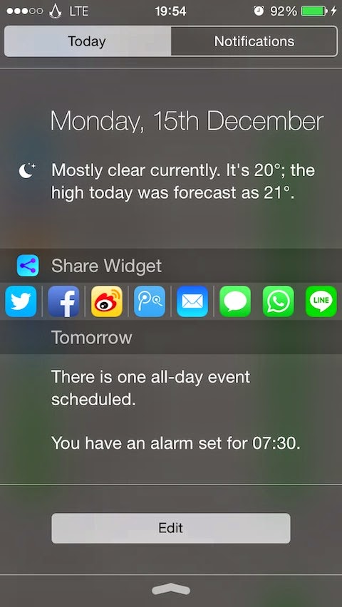 Share Widget for iOS 8: Cydia tweak new free - Φωτογραφία 1