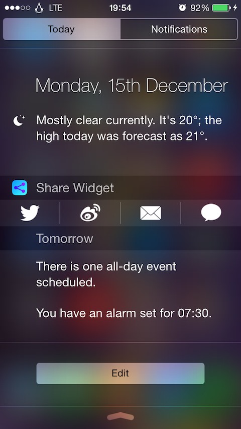 Share Widget for iOS 8: Cydia tweak new free - Φωτογραφία 2
