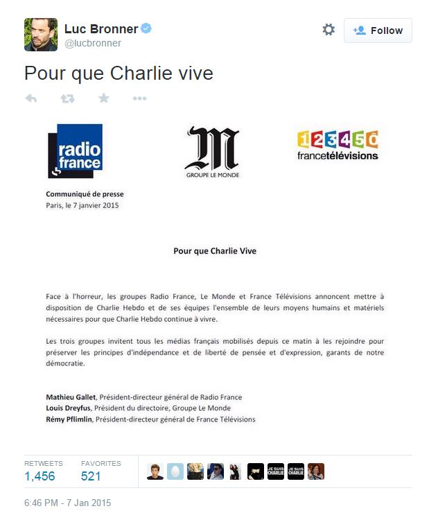 Charlie Hebdo: Radio France, Le Monde και France Télévisions δίνουν προσωπικό για να συνεχιστεί η έκδοση - Φωτογραφία 2