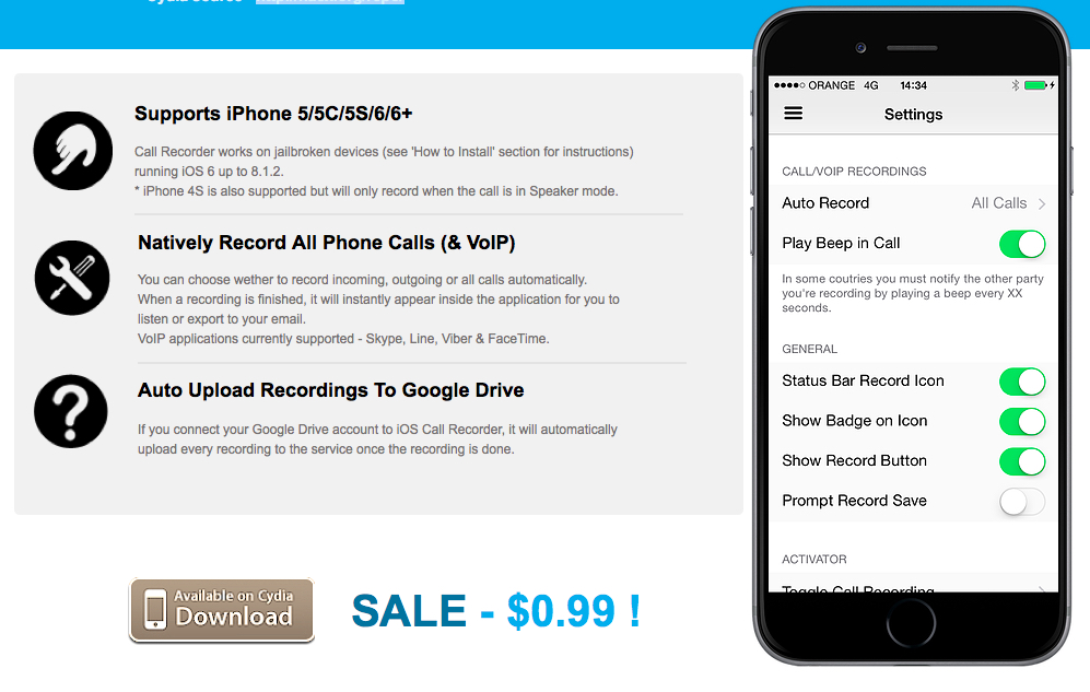 Call Recorder : Cydia ...από 2.99 για λίγες ώρες μόνο 0.99 - Φωτογραφία 2