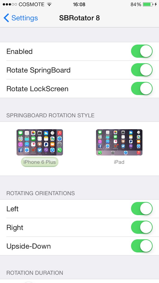 SBRotator for iOS 8: Cydia update...τώρα ακόμη καλύτερο - Φωτογραφία 2
