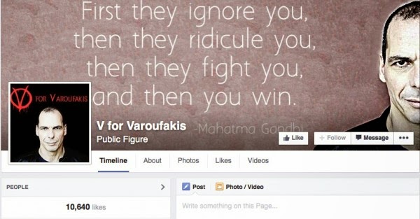 V for Varoufakis: Σελίδα στο Facebook για τον... σταρ υπουργό - Φωτογραφία 1