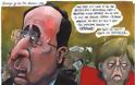 Σκίτσο του Guardian για την Ελλάδα με την μοχθηρή Μέρκελ και τον ηλίθιο Ολάντ