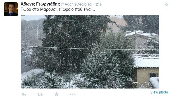 Ενθουσιασμένος με τα χιόνια ο Αδωνις Γεωργιάδης -Τουιτάρει από το Μαρούσι [photo] - Φωτογραφία 2