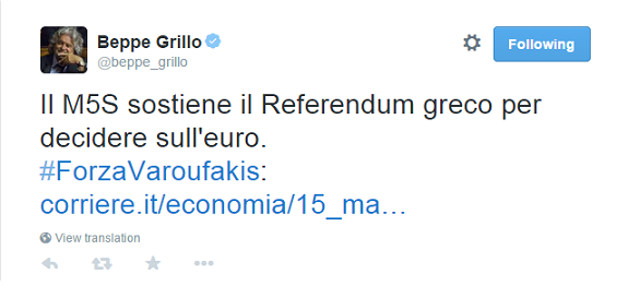 Ο Μπέπε Γκρίλο στηρίζει την Ελλάδα για το δημοψήφισμα... που δεν θα γίνει - Φωτογραφία 2