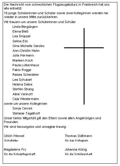 Η μακάβρια λίστα με τα ονόματα των 16 μαθητών και των δύο καθηγητριών που έχασαν την ζωή τους στο Airbus A320 - Φωτογραφία 3