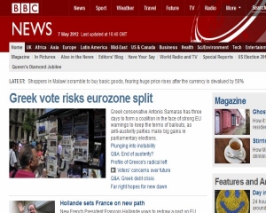 Οι εκλογές στην Ελλάδα απειλούν την ευρωζώνη, λέει το πρωτοσέλιδο του BBC - Φωτογραφία 1