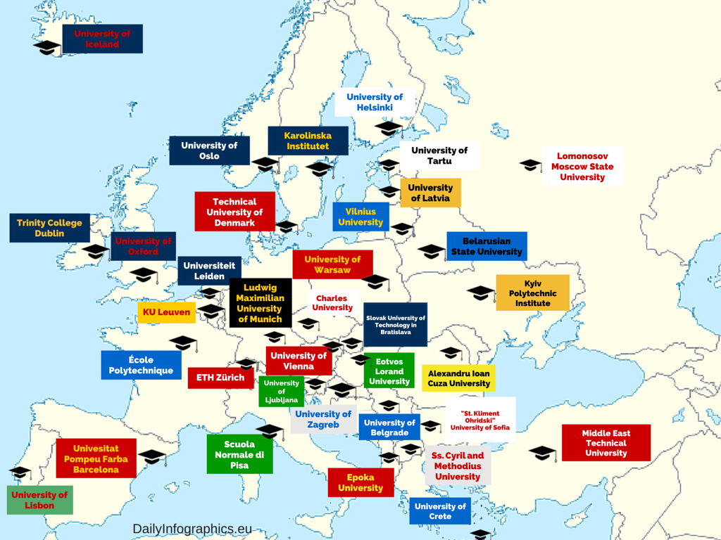Χάρτης για υποψήφιους φοιτητές -Το κορυφαίο πανεπιστήμιο σε κάθε ευρωπαϊκή χώρα - Φωτογραφία 2
