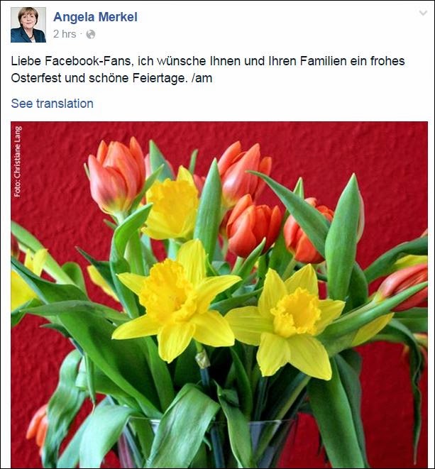Ευχές και λουλούδια μέσω Facebook έστειλε η Άνγκελα Μέρκελ - Φωτογραφία 2