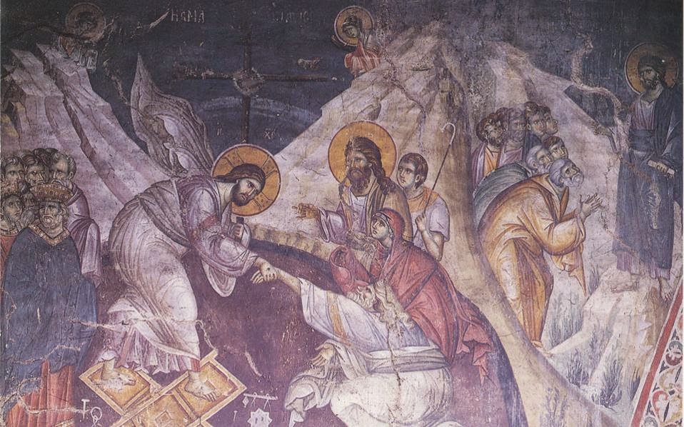 6308 - Η Ανάσταση και η Εμφάνιση του Χριστού στους μαθητές – τοιχογραφία Μανουήλ Πανσέληνου στο Πρωτάτο, Αγιον Ορος - Φωτογραφία 1