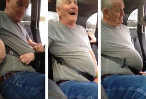Θα λιώσεις στο γέλιο! Η κοιλιά του, τον ΣΦΗΝΩΣΕ στην ζώνη του αυτοκινήτου! [video] - Φωτογραφία 1