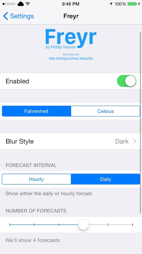 Freyr: Cydia tweak new v1.0 ($0.99)...πρόγνωση του καιρού με μια ματιά - Φωτογραφία 3