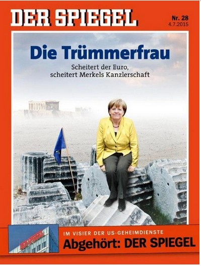 Καυστικό πρωτοσέλιδο Der Spiegel: Η Μέρκελ ως κυρία των ερειπίων κάθεται αμήχανη πάνω στα συντρίμμια της Ευρώπης - Φωτογραφία 2