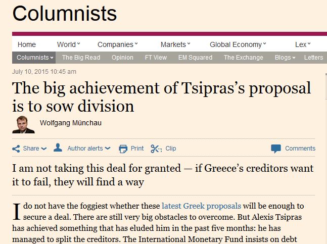 Financial Times: Η πρόταση Τσίπρα πέτυχε να σπείρει τη διχόνοια στους δανειστές - Φωτογραφία 2