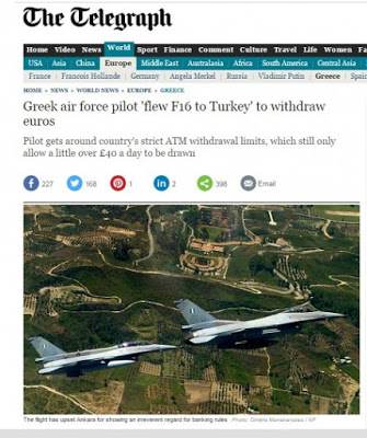 Η αστεία είδηση της Telegraph για Έλληνα πιλότο που πήγε με μαχητικό σε ATM της Τουρκίας - Φωτογραφία 1